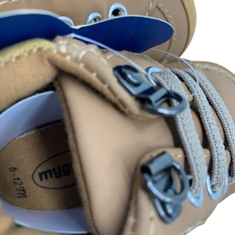 Myggpp Baby Toddler Boys Lace-Up Sneakers‎ High-Top Shoes Brown 6-12 Mth